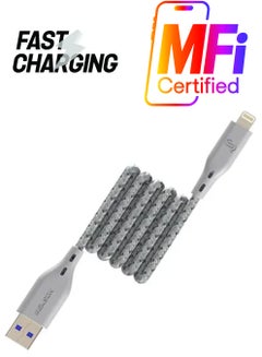 Apple MFi Certified Nylon Braided USB-A To Lightning Data Sync And Charging Cable Grey