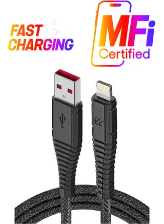 Velox Nylon USB-A To Lightning Fast Charge & Data Sync Braided Cable 3m Black - pnsku/N51436341A/45/_/1738266566/2bfaf4ac-da1e-4a72-b193-073640d72e5b