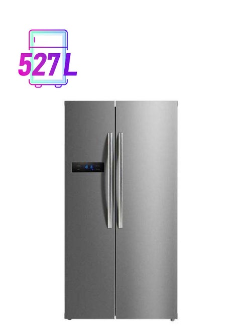 527 net Capacity Side By Side 2 Door Refrigerator 344 L, Frost Free Fridge Freezer 183 L With Humidity Control, Electronic Touch Screen With LED Display, Multi-Air Flow, Adjustable Door Racks HC689WENS, HC-689WEN(SS) Stainless steel