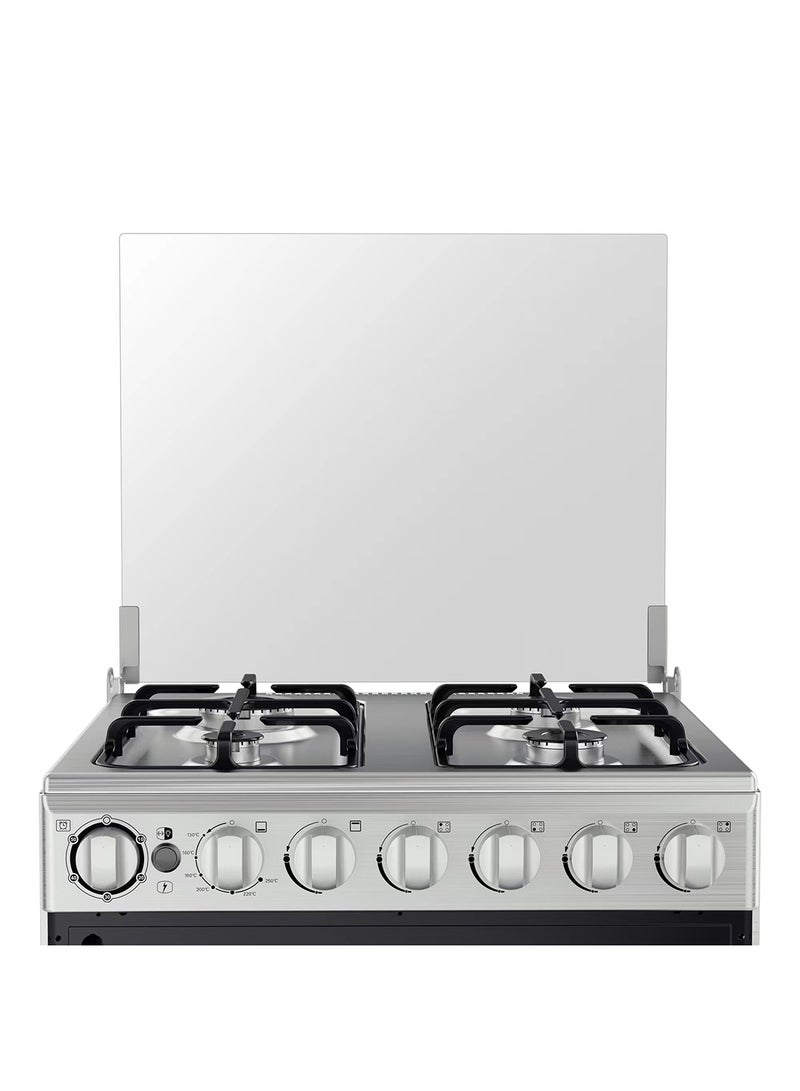 Midea 4 Burner Gas Cooker 60 x 60 cm, Full Safety, Auto Ignition, Rotisserie, Thermostat, Separate Knob for Oven and Grill,1 year Warranty BME62058FFD-D Silver/Black - Image 3