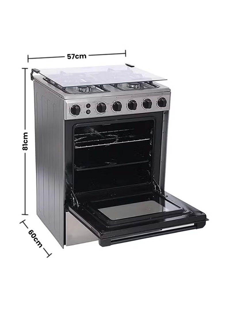 Midea 4 Burner Gas Cooker 60 x 60 cm, Full Safety, Auto Ignition, Rotisserie, Thermostat, Separate Knob for Oven and Grill,1 year Warranty BME62058FFD-D Silver/Black - Image 2