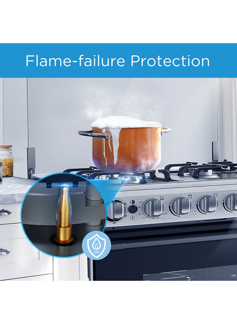 Midea 4 Burner Gas Cooker 60 x 60 cm, Full Safety, Auto Ignition, Rotisserie, Thermostat, Separate Knob for Oven and Grill,1 year Warranty BME62058FFD-D Silver/Black - Image 5