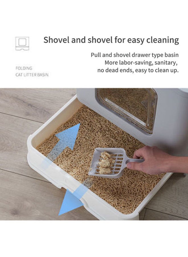 Two-Way Foldable Drawer Type Cat Litter Box Grey 51x41x38cm - Image 5