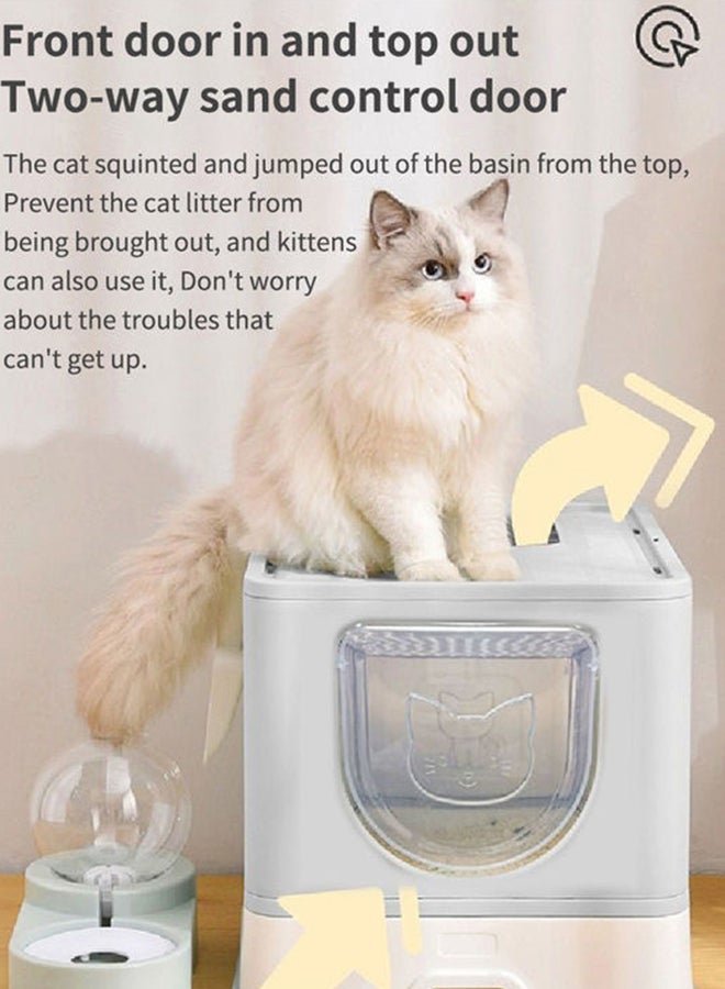 Two-Way Foldable Drawer Type Cat Litter Box Grey 51x41x38cm - Image 3