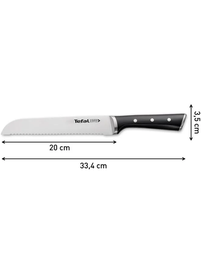 Tefal TEFAL Ice Force Bread Knife | 20 cm | Kitchen Knife | German Stainless Steel Blade | Long-Lasting Cutting Performance and Sharpness | Dishwasher safe | Black | 2 Years Warranty | K2320414 Black 20cm