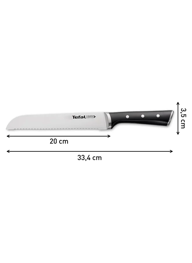 تيفال TEFAL سكين خبز Ice Force | 20 سم | سكين مطبخ | شفرة فولاذ ألماني مقاوم للصدأ | أداء حاد وطويل الأمد | قابلة للغسل في غسالة الأطباق | أسود | ضمان لمدة سنتين | K2320414