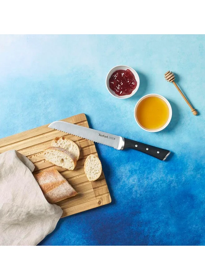 Tefal TEFAL Ice Force Bread Knife | 20 cm | Kitchen Knife | German Stainless Steel Blade | Long-Lasting Cutting Performance and Sharpness | Dishwasher safe | Black | 2 Years Warranty | K2320414 Black 20cm