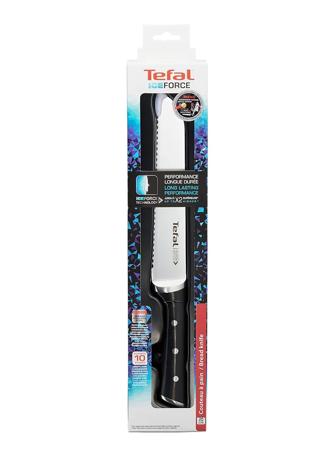 Tefal TEFAL Ice Force Bread Knife | 20 cm | Kitchen Knife | German Stainless Steel Blade | Long-Lasting Cutting Performance and Sharpness | Dishwasher safe | Black | 2 Years Warranty | K2320414 Black 20cm