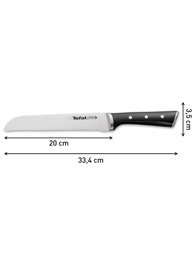 Tefal TEFAL Ice Force Bread Knife | 20 cm | Kitchen Knife | German Stainless Steel Blade | Long-Lasting Cutting Performance and Sharpness | Dishwasher safe | Black | 2 Years Warranty | K2320414 Black 20cm