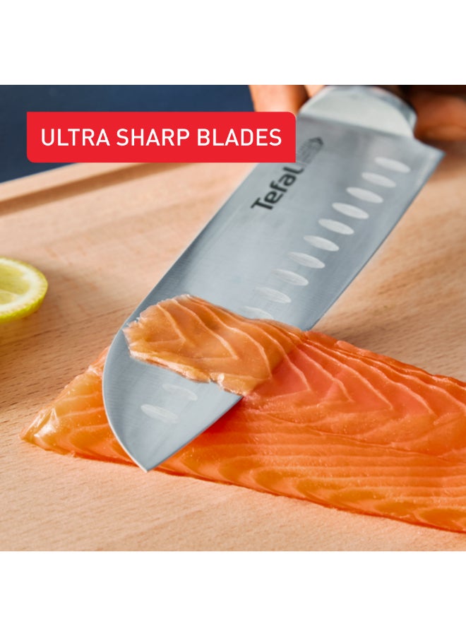 تيفال TEFAL سكين سانتوكو Ice Force | 18 سم | سكين مطبخ | شفرة فولاذ ألماني مقاوم للصدأ | أداء حاد وطويل الأمد | قابلة للغسل في غسالة الأطباق | فضي / أسود | ضمان لمدة سنتين | K2320614 18سم - Image 5