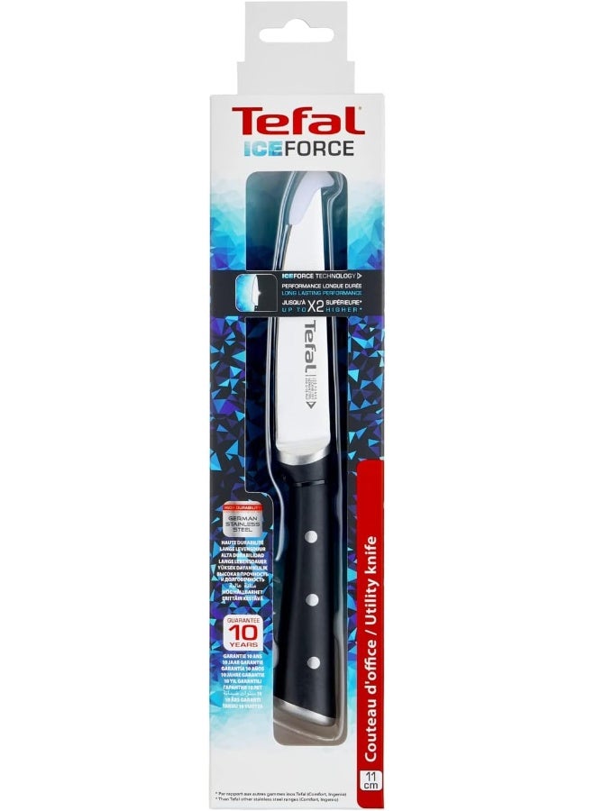 تيفال - TEFAL سكين متعدد الاستخدامات Ice Force | 11 سم | سكين مطبخ | شفرة فولاذ ألماني مقاوم للصدأ | أداء حاد وطويل الأمد | قابلة للغسل في غسالة الأطباق | أسود | ضمان لمدة سنتين | K2320914 أسود 11سم - Image 1
