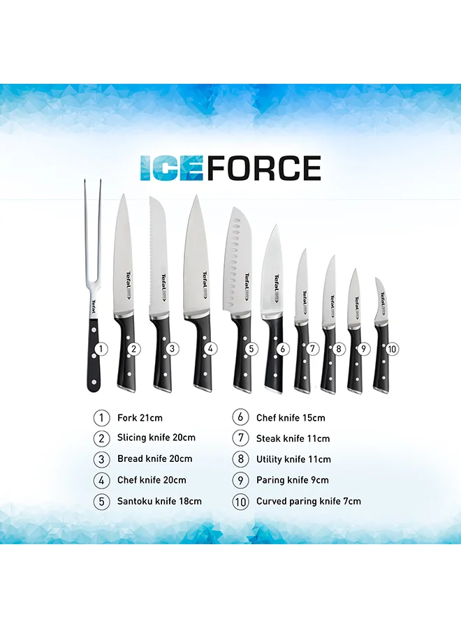 تيفال TEFAL سكين تقشير منحني Ice Force | 7 سم | سكين مطبخ | شفرة فولاذ ألماني مقاوم للصدأ | أداء حاد وطويل الأمد | قابلة للغسل في غسالة الأطباق | أسود | ضمان لمدة سنتين | K2321214 أسود 7سم
