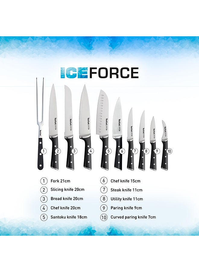Tefal - TEFAL Ice Force Curved Paring Knife | 7cm | Kitchen Knife | German Stainless Steel Blade | Long-Lasting Cutting Performance and Sharpness | Dishwasher safe | Black | 2 Years Warranty | K2321214 Black 7cm - Image 1
