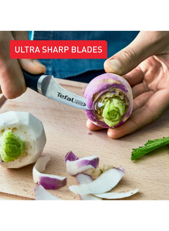 تيفال TEFAL سكين تقشير منحني Ice Force | 7 سم | سكين مطبخ | شفرة فولاذ ألماني مقاوم للصدأ | أداء حاد وطويل الأمد | قابلة للغسل في غسالة الأطباق | أسود | ضمان لمدة سنتين | K2321214 أسود 7سم - Image 4