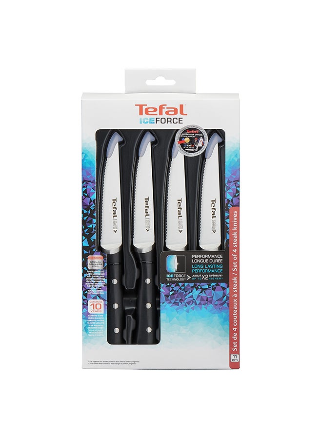 Tefal - Ice Force Set Of 4 Steak Knives Black 11cm - Image 1