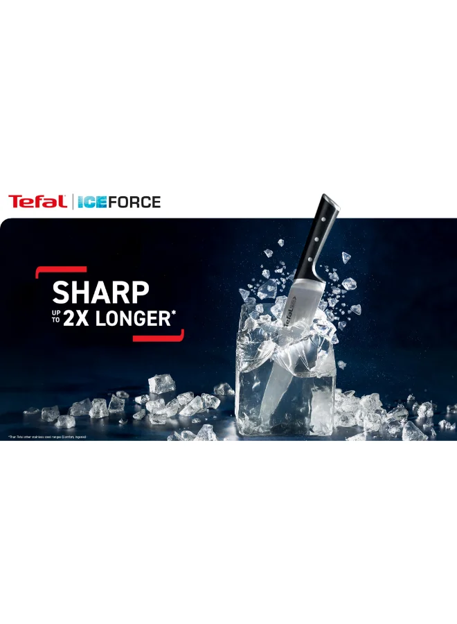 تيفال TEFAL طقم 4 سكاكين ستيك Ice Force | 11 سم | سكين مطبخ | شفرة فولاذ ألماني مقاوم للصدأ | أداء حاد وطويل الأمد | قابلة للغسل في غسالة الأطباق | أسود | ضمان لمدة سنتين | K232S414