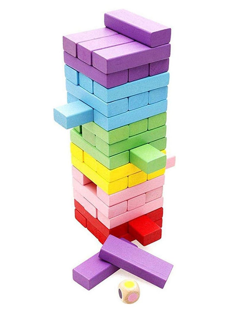 لعبة تعليمية للأطفال مكونة من مكعبات خشبية ملونة بتصميم برج بهلواني