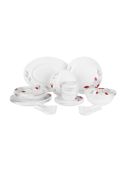 33-Piece Opalware Dinner Set White/Blue/Yellow 13inch