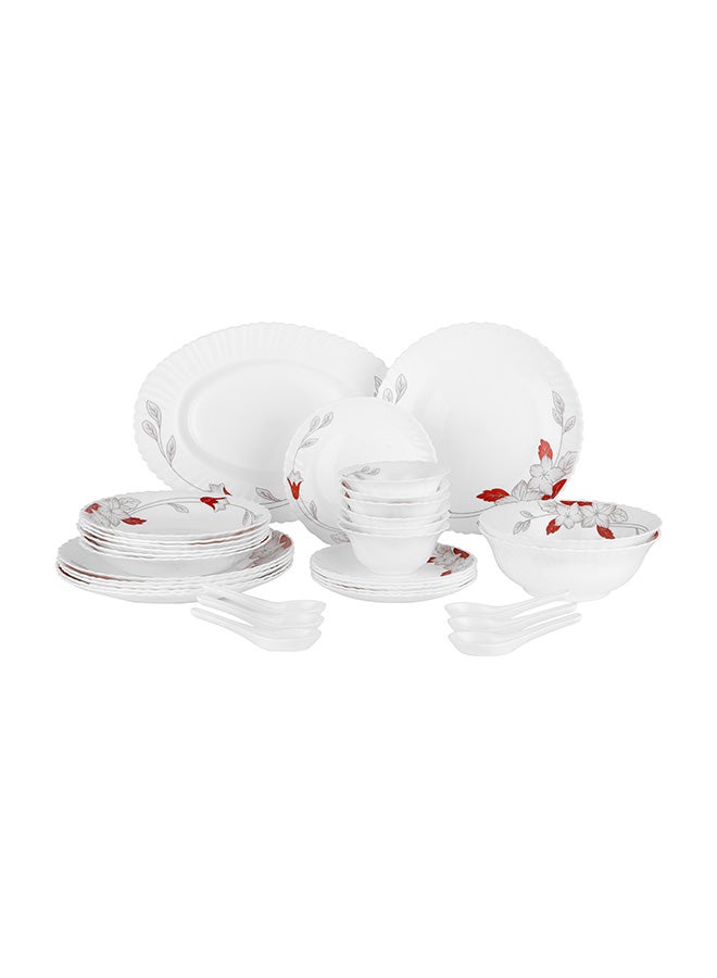 DELCASA - 33-Piece Opalware Dinner Set White/Blue/Yellow 13inch - Image 1