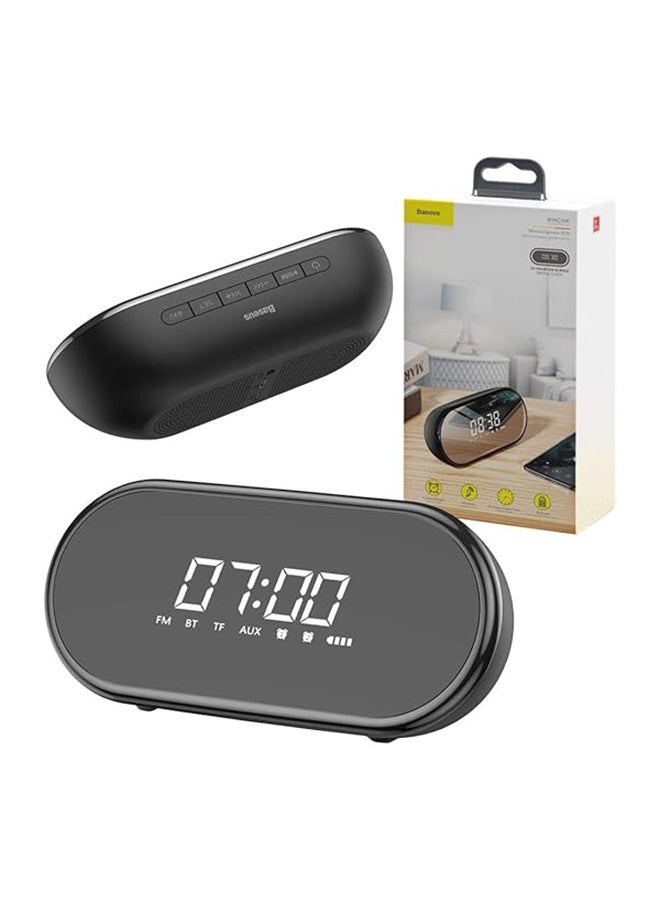 بيسوس مكبر صوت بخاصية البلوتوث بتصميم بيضاوي الشكل مع شاشة عرض رقمية ومزود بمنبه مزدوج ويتيح لك إجراء المكالمات دون استخدام اليدين ويدعم راديو FM وبطاقة TF أسود - Image 1