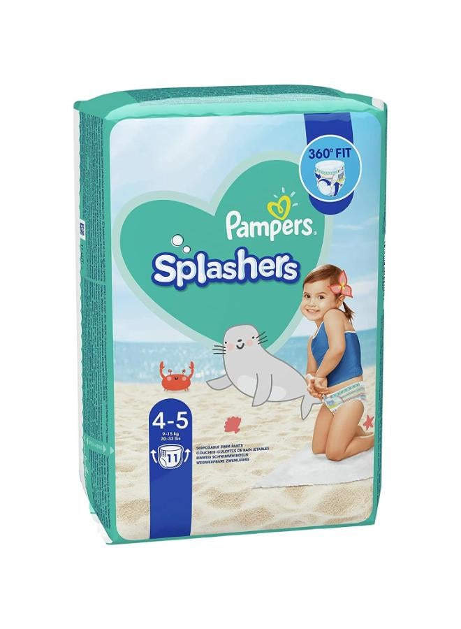 Pampers Pack Of 11 Splashers Swim Diaper Pants  - Size 4-5 
