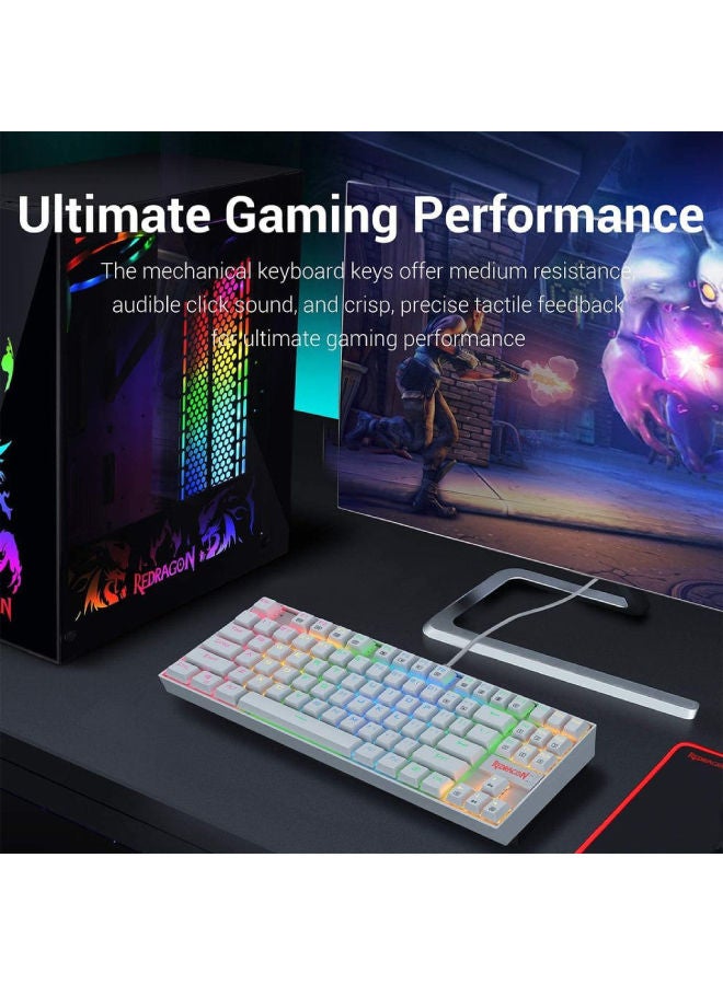 REDRAGON - K552 KUMARA RGB Mechanical Gaming Keyboard – Brown Switch (White) - Image 1
