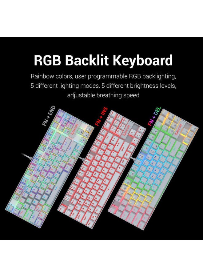 REDRAGON - K552 KUMARA RGB Mechanical Gaming Keyboard – Brown Switch (White) - Image 1