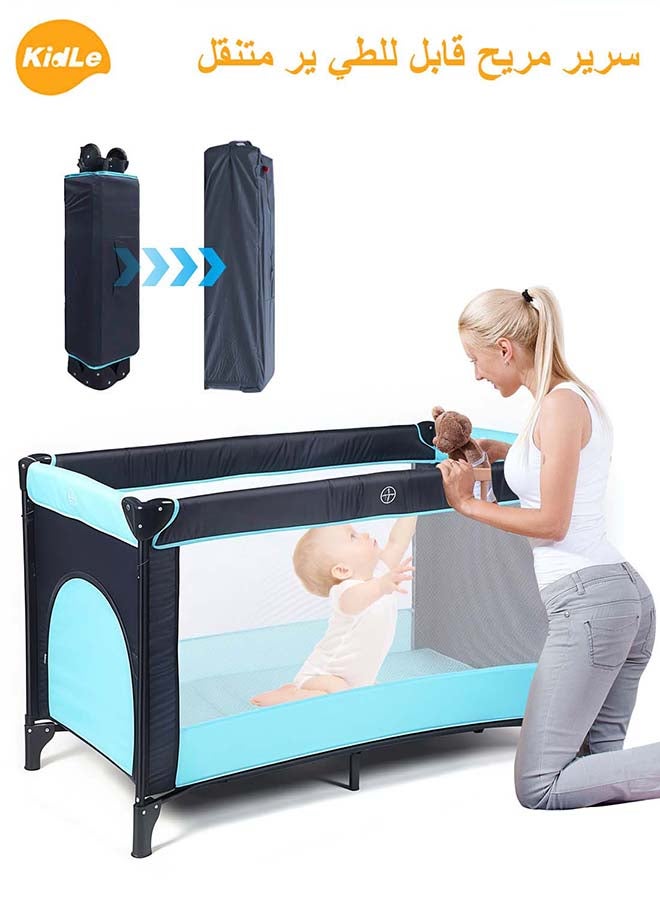 Kidle Baby Folding Bed With Cushion And Wheels - Image 1