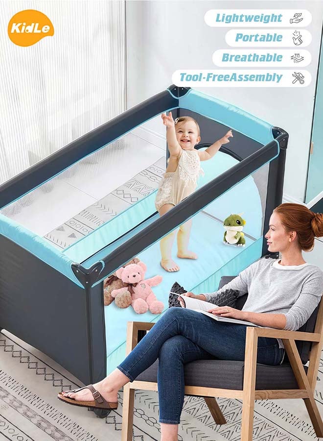 Kidle Baby Folding Bed With Cushion And Wheels - Image 2