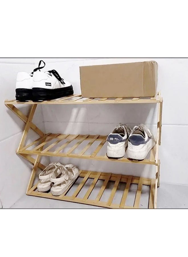Home Pro 3-Tier Multipurpose Bamboo Shoe Rack Wooden 46x49x26cm - Image 3