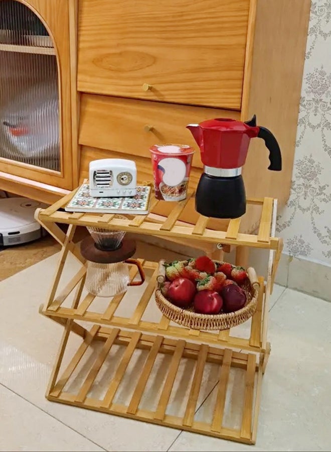 Home Pro 3-Tier Multipurpose Bamboo Shoe Rack Wooden 46x49x26cm - Image 4