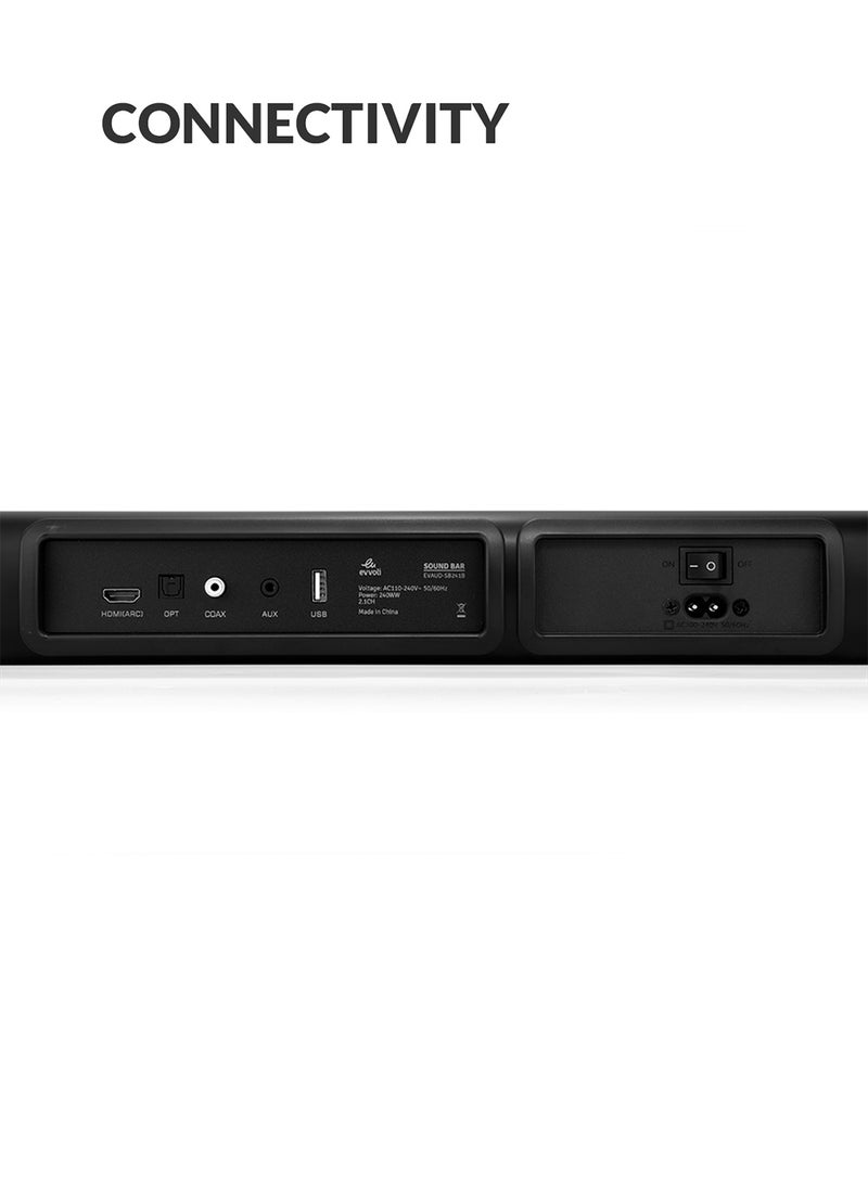 إيفولي ساوند بار 2.0 قناة مع بلوتوث وشاشة LED EVAUD-SB120B أسود  - Image 5