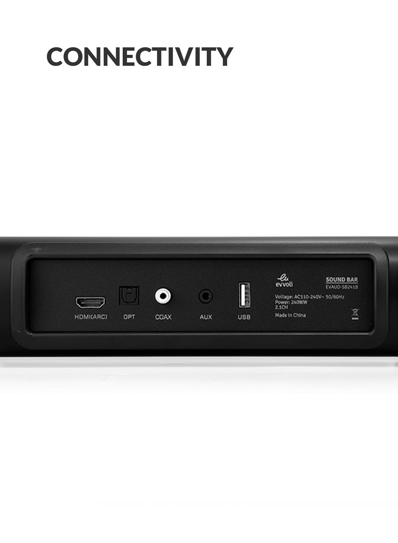 إيفولي ساوند بار 2.2 قناة مع بلوتوث وشاشة LED EVAUD-SB200B أسود  - Image 4