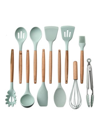 11-Piece Wooden Handle Bucket Cookware Spoon Set Mint Green - pnsku/N51551725A/45/_/1739788681/dc385498-815f-49f8-a25c-6b5c794d409a