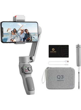 Smooth Q3 Combo, Handheld 3-Axis Smartphone Gimbal Stabilizer with Grip Tripod LED Fill Light Protective Case Foldable Phone for iPhone & Android Grey - pnsku/N51552106A/45/_/1723786784/e855f183-ecd4-4025-9c67-a80cfe899141