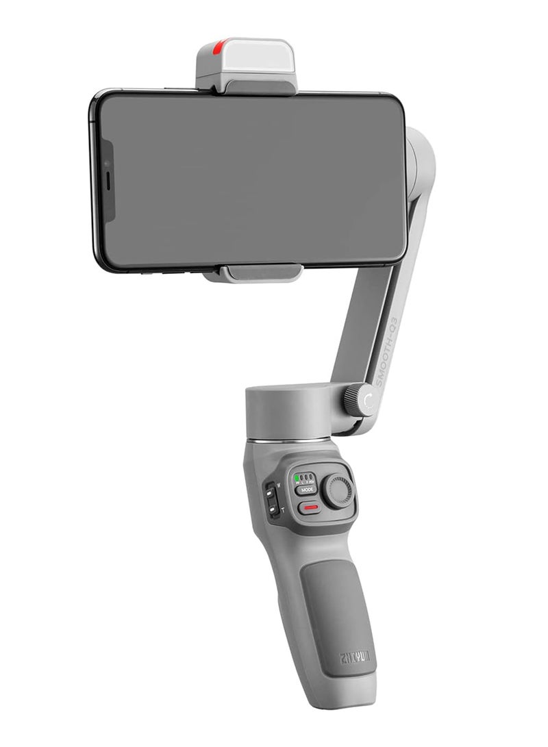 Zhiyun - Smooth Q3 Combo, Handheld 3-Axis Smartphone Gimbal Stabilizer with Grip Tripod LED Fill Light Protective Case Foldable Phone for iPhone & Android Grey - Image 1