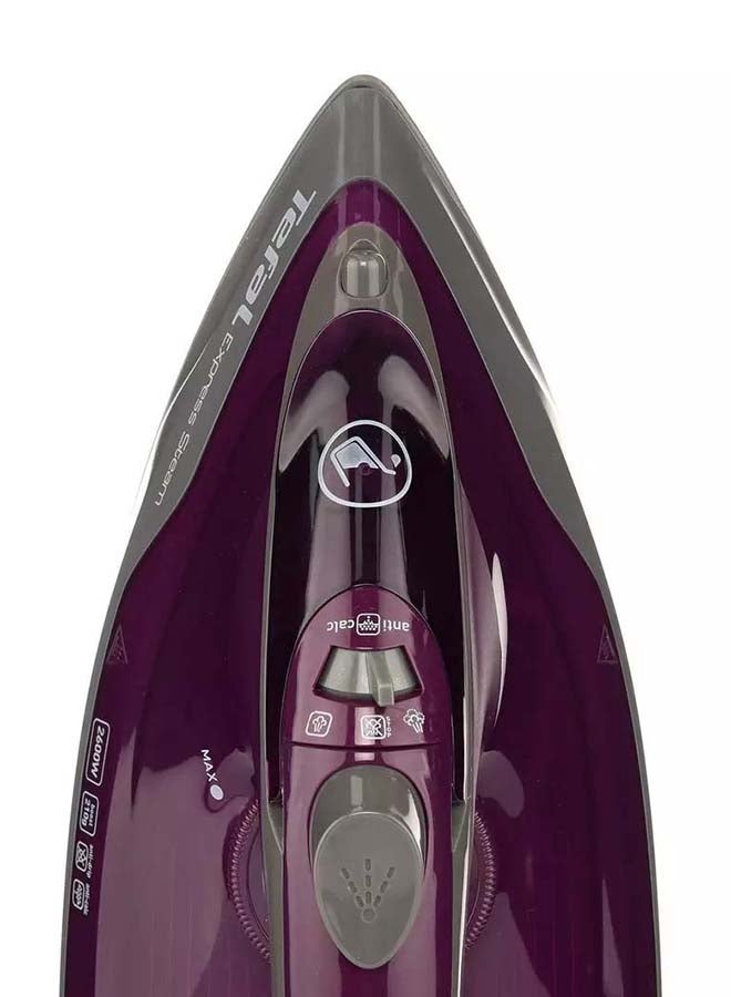 Tefal Steam Iron | Express Steam Iron Steamer | 2 Anti-scale | Purple | Ceramic Soleplate | 2 Years Warranty 270 ml 2600 W FV2843M0 Lilac / Hippo Iron  - Image 5