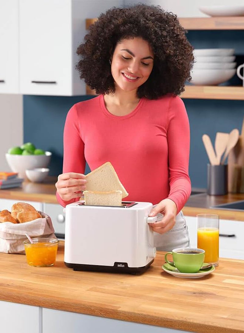 براون محمصه، فتحتين، 8 إعدادات للتحمير، تحكم ذكي بالحرارة، مقبض تحمير 3 في 1، خالية من مادة BPA، زر مضيء، إيقاف تلقائي، نظام أمان 900 W HT1010WH أبيض - Image 4