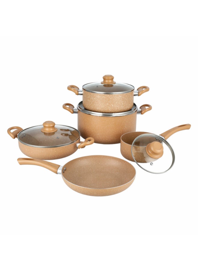 Pentola 9-Piece Granite Cookware Set Light Brown 26x13cm - Image 3