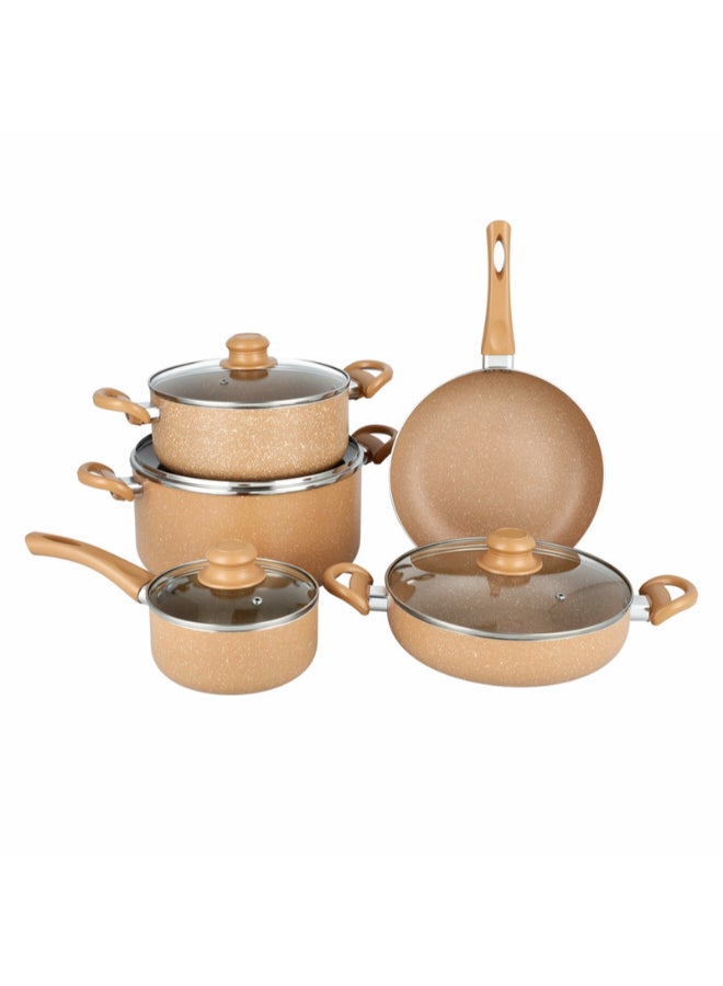 Pentola 9-Piece Granite Cookware Set Light Brown 26x13cm - Image 1