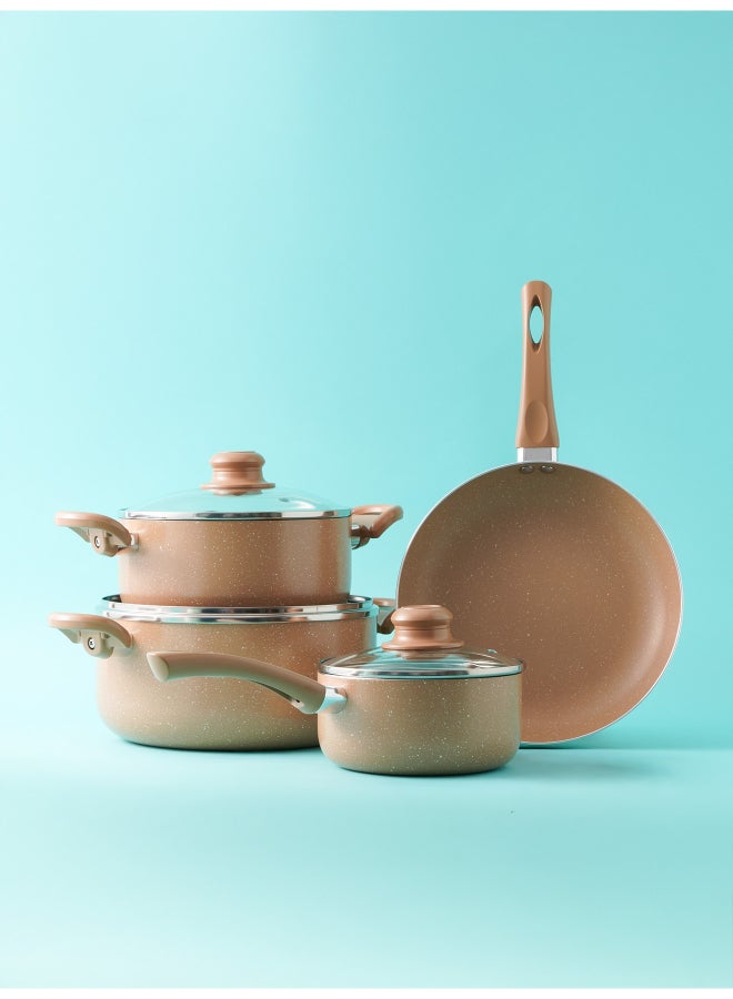 Pentola 7-Piece Granite Cookware Set Light Brown 24x11cm - Image 2