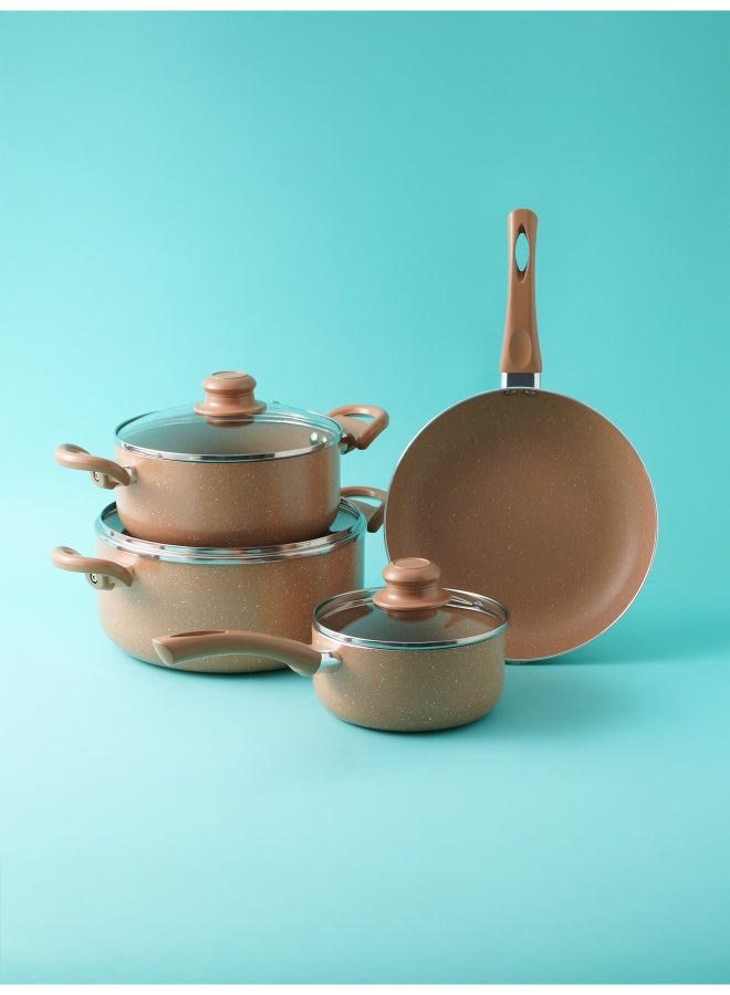 Pentola 7-Piece Granite Cookware Set Light Brown 24x11cm - Image 3