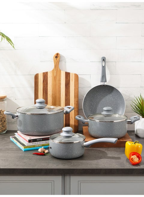 7-Piece Granite Cookware Set Grey 24x11cm