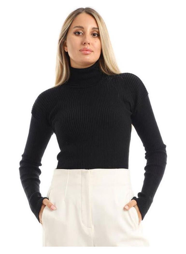 Caesar High Neck Wool Shirt Black - Image 1