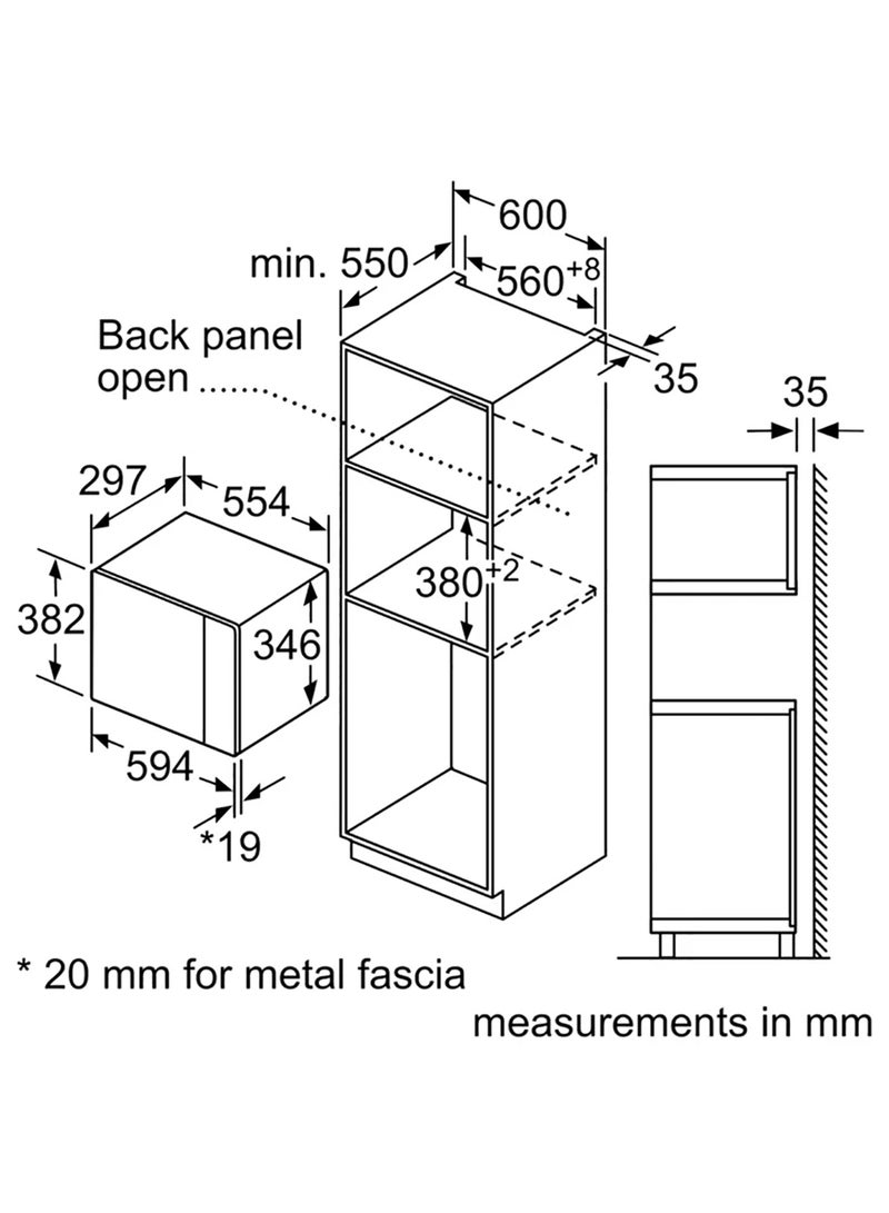 BOSCH Series 6, 20L Built-In Microwave with 800W Power & AutoPilot 7 BFL524MS0M Black - Image 5