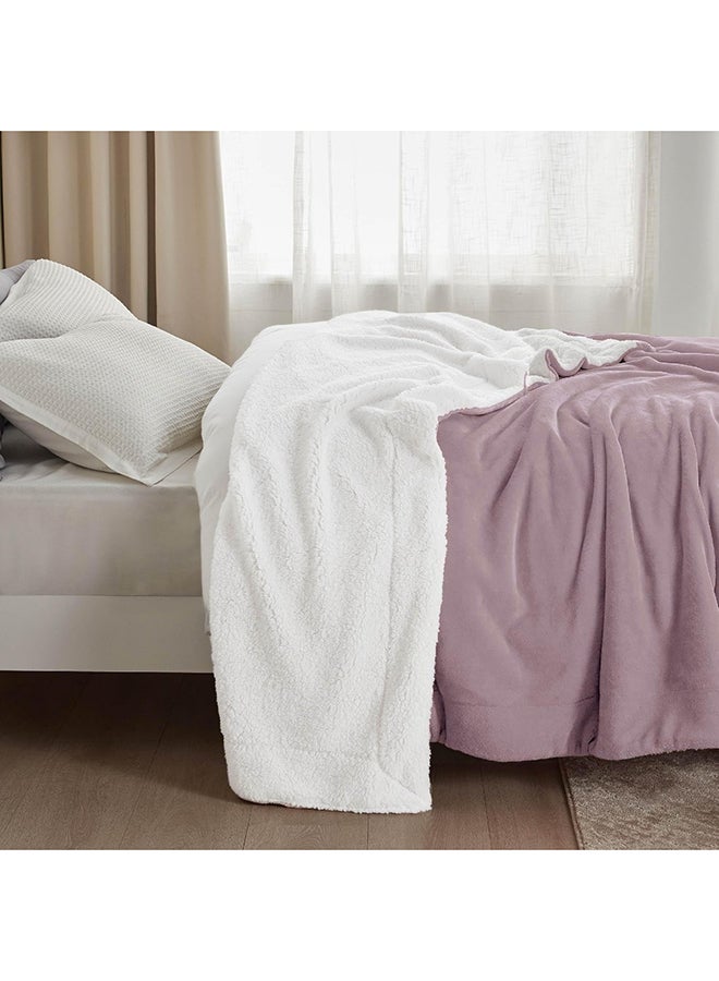 Fabienne Soft Sheep Reversible King Sherpa Blanket Flannel Lilac 240x220cm - Image 3