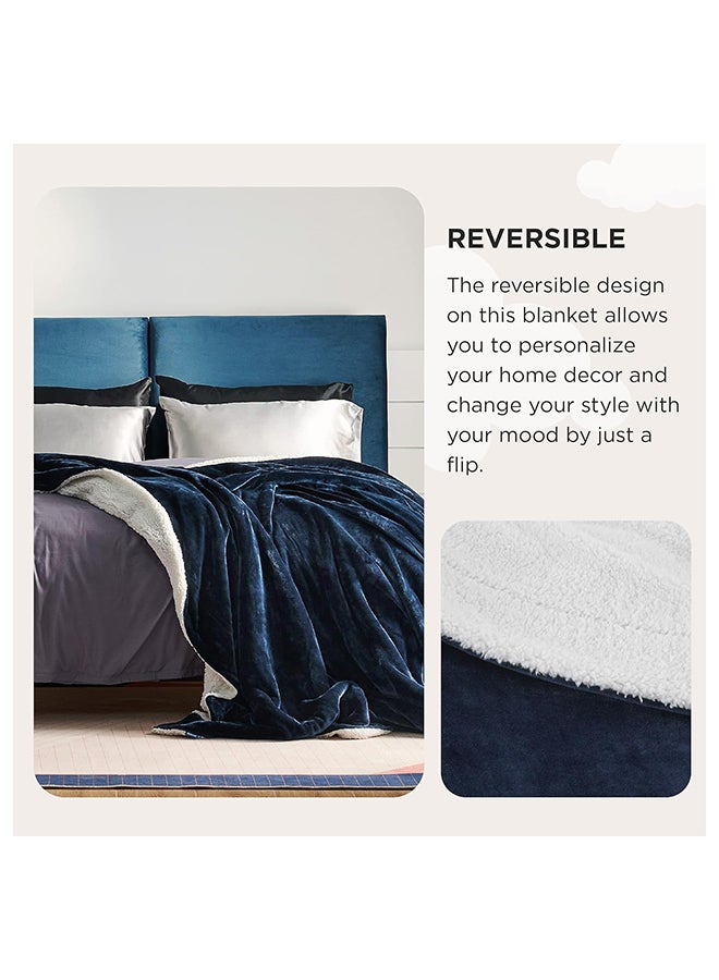 Fabienne Soft Sheep Reversible King Sherpa Blanket Flannel Lilac 240x220cm - Image 4