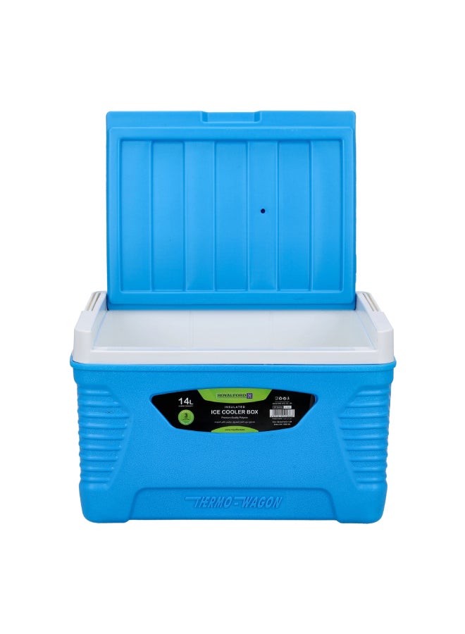 Royalford Thermo Wagon 14L Insulated Ice Cooler Box Premium Quality Polimer Thermal 3Layer Pp-Pu-Hdpe Insulation Made In India Assorted Color 36.6x27x23.4cm  - Image 3