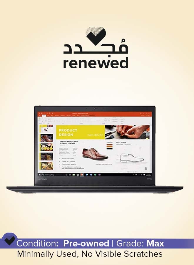 Lenovo Renewed - Thinkpad T470s (2018) Laptop With 14-Inch Display, Intel Core i7 Processor/7th Gen/8GB RAM/256GB SSD/Windows 10 Pro With English/Arabic Keyboard English/Arabic Black  - Image 1