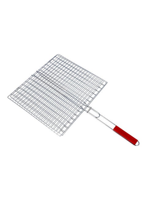 Foldable Portable Stainless Steel Barbecue Grill Indoor And Outoor Silver/Red 40x45x74cm